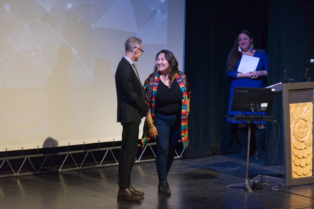 Yukon MP Brendan Hanley and Council of Yukon First Nations Grand Chief Math&rsquo;ieya Alatini announce federal funding for the Council of Yukon First Nations to support First Nations&rsquo; involvement in Canada&rsquo;s Defence Industrial Strategy. (Jake Howarth/Yukon News)