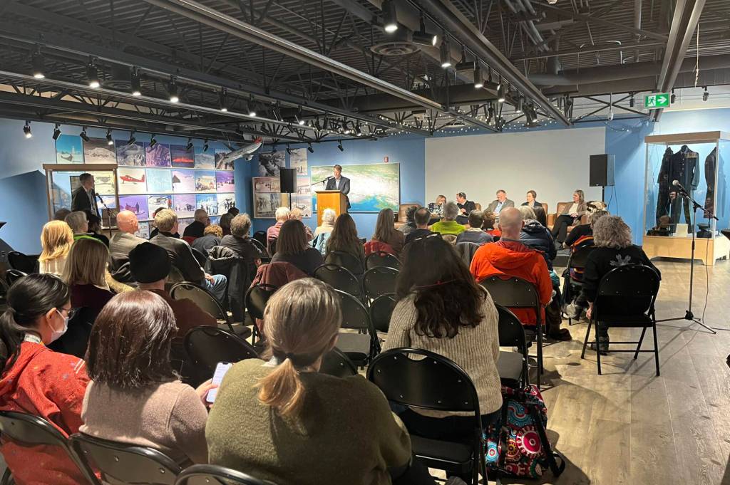 Nordic diplomats speak on Arctic security at the MacBride Museum during a Canadian International Council Yukon event on March 9, 2026. (CIC Yukon Branch/Facebook)