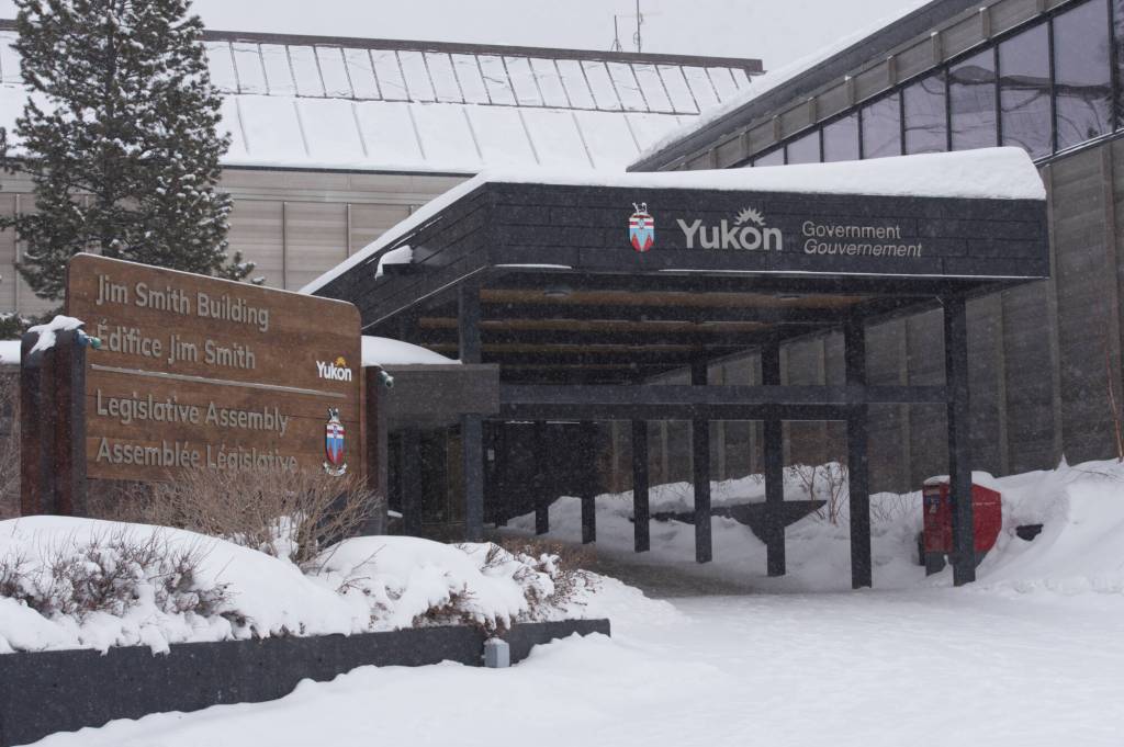The Jim Smith Building in Whitehorse, home to Yukon government cabinet offices and the Legislative Assembly, is seen March 3, 2026. (Jake Howarth/Yukon News)